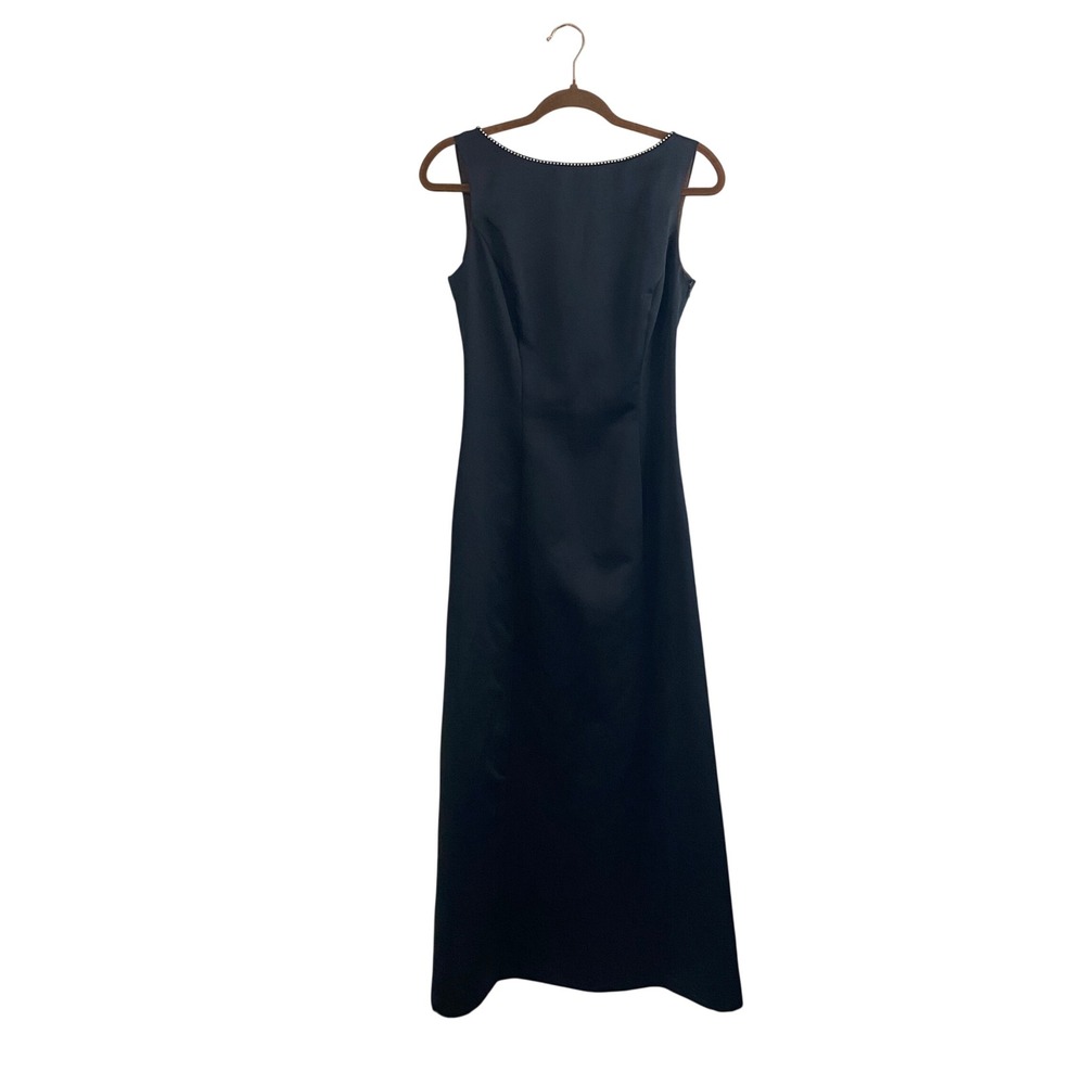 Vintage PM Climax David Howard Rhinestone Bow Back Maxi Gown Dress Black Formal